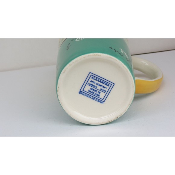 Alexandra and Company Tall Coffee Mug Alpha Sigma Tau Green Yellow Stripes - Picture 4 of 4